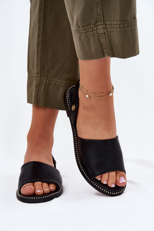 Sandales pour femmes avec des talons larges Eko Peau couleur noire Dereka