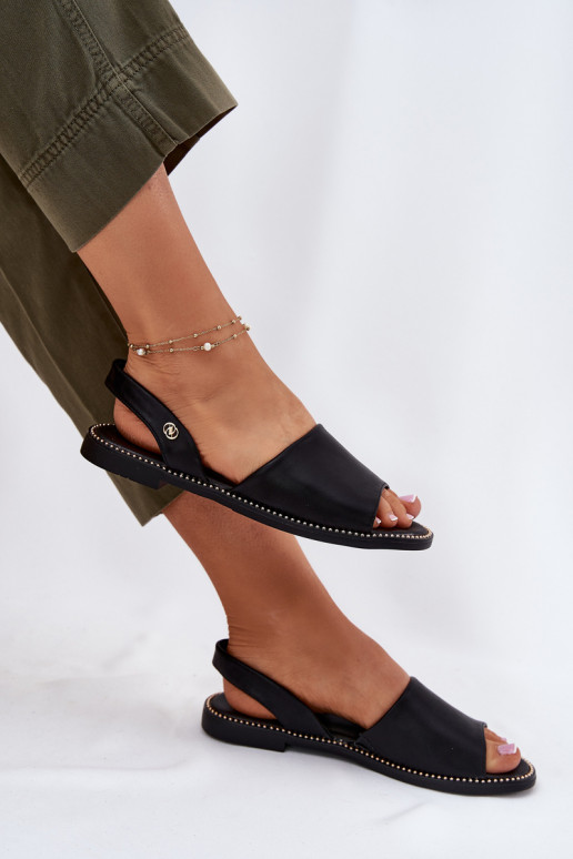 Sandales pour femmes avec des talons larges Eko Peau couleur noire Dereka