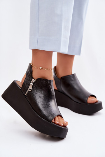 Peau Sandales à plateforme Zazoo 1792 couleur noire 2
