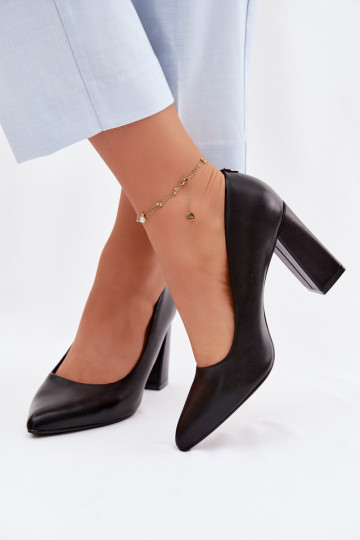 Chaussures avec des talons en cuir écologique Sergio Leone PB216 couleur noire 2