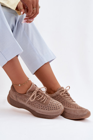 Bottes en cuir de type sneakers pour femmes avec éléments ajourés Sergio Leone SP-013 couleur marron
