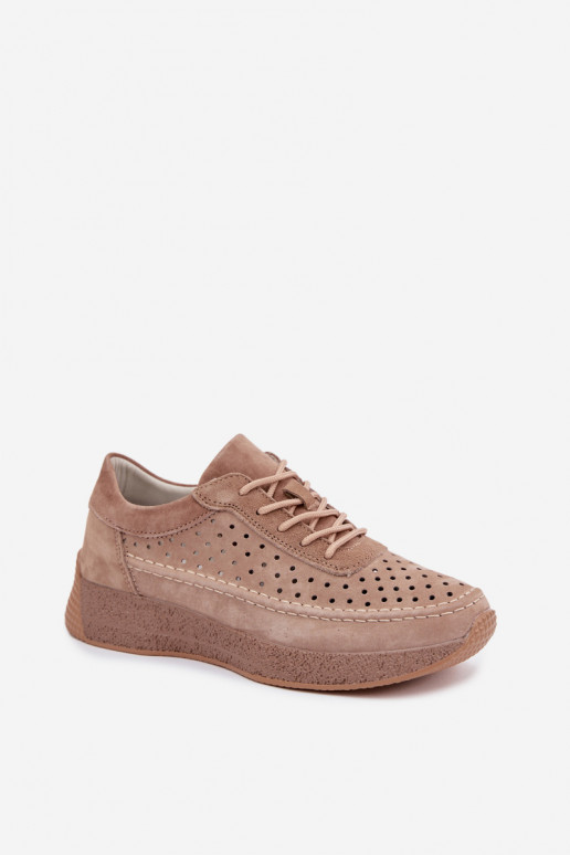 Peau chaussures Chaussures modèle baskets Féminin avec des éléments ajourés Sergio Leone SP-013 marron