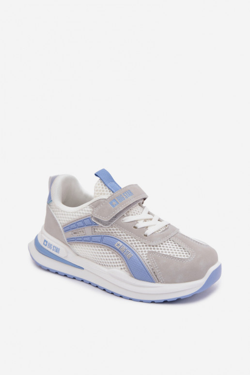 chaussures Baskets pour enfants Big Star TT374153 HI-POLY SYSTEM Blanc-couleur bleue