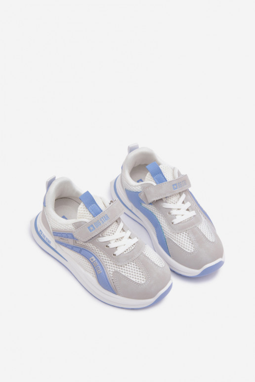 chaussures Baskets pour enfants Big Star TT374153 HI-POLY SYSTEM Blanc-couleur bleue