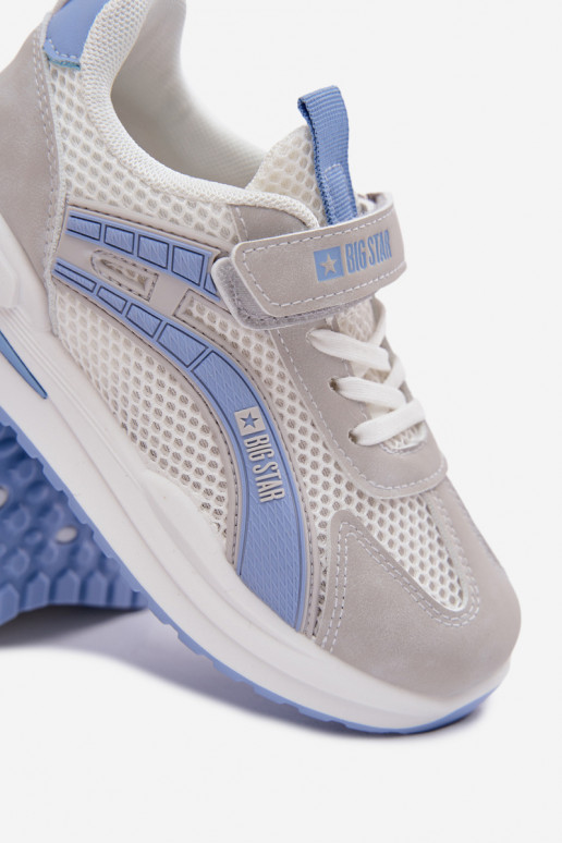 chaussures Baskets pour enfants Big Star TT374153 HI-POLY SYSTEM Blanc-couleur bleue