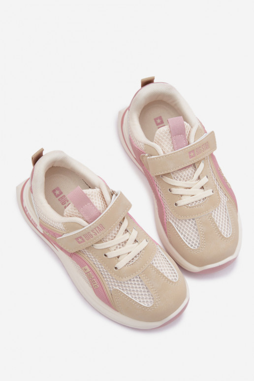 chaussures Baskets pour enfants Big Star TT374151 HI-POLY SYSTEM beige-couleur rose