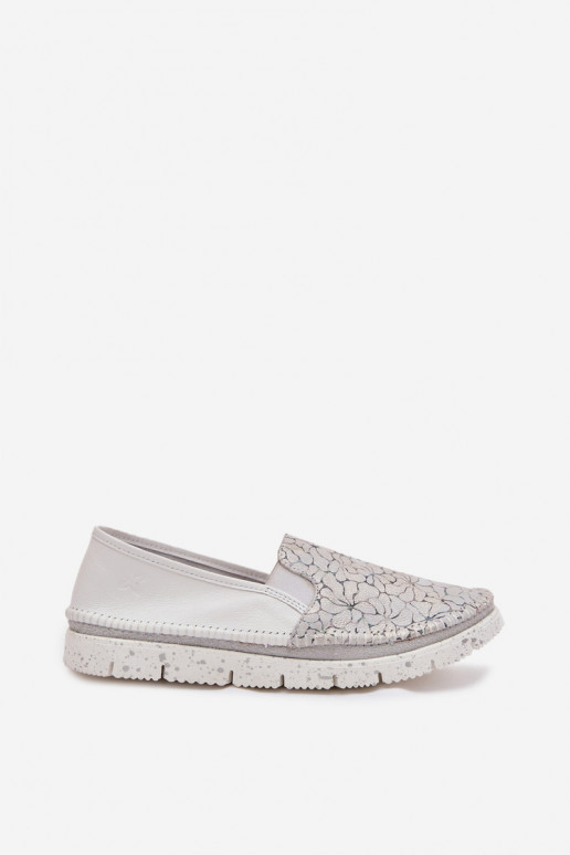 Bottes en cuir pour femme Il fautciejka 03512-70 Blanc-couleur argent