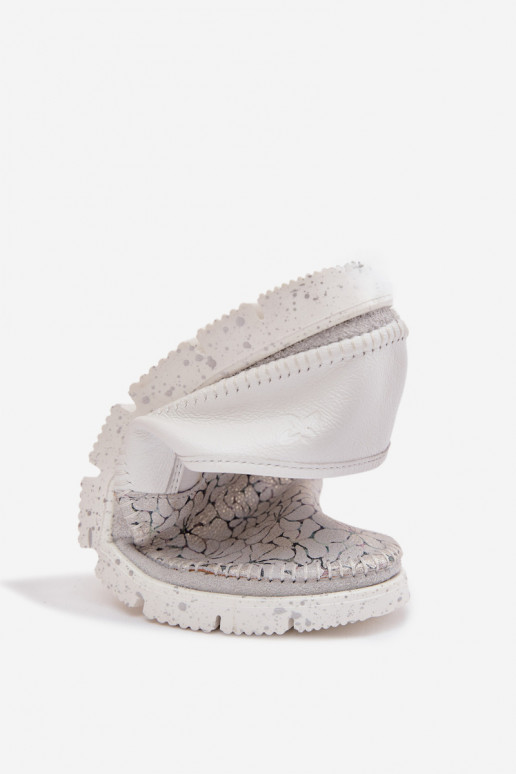 Bottes en cuir pour femme Il fautciejka 03512-70 Blanc-couleur argent