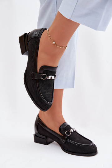 chaussures Féminin avec des talons Avec des décorations Detalem couleur noire Meliva