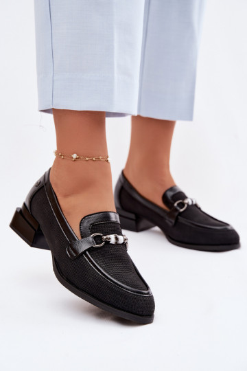 chaussures Féminin avec des talons Avec des décorations Detalem couleur noire Meliva 2