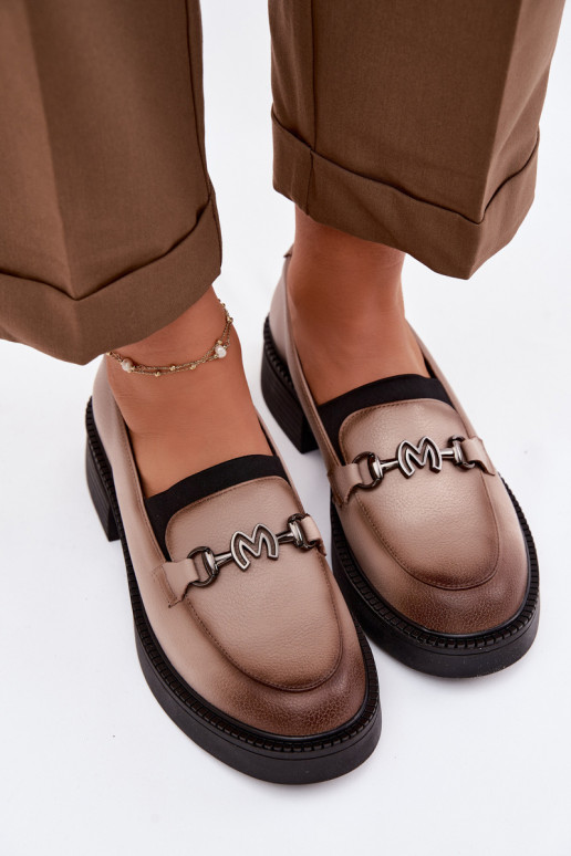 Peau mocassins pour femmes Avec des décorations Detalem Vinceza 39985 beige