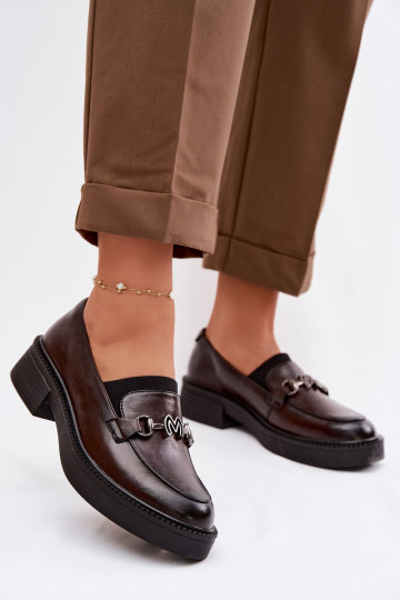 Peau mocassins pour femmes Avec des décorations Detalem Vinceza 39985 CzekoladoÀe 2