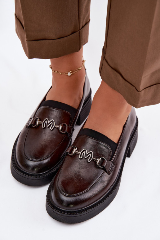 Peau mocassins pour femmes Avec des décorations Detalem Vinceza 39985 CzekoladoÀe