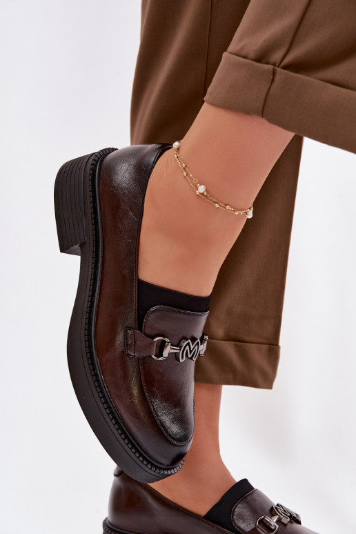 Peau mocassins pour femmes Avec des décorations Detalem Vinceza 39985 CzekoladoÀe