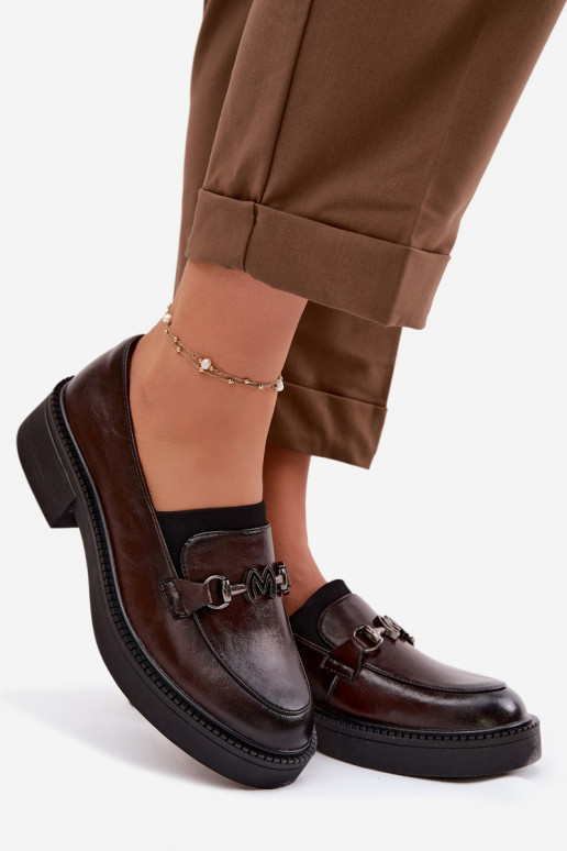 Peau mocassins pour femmes Avec des décorations Detalem Vinceza 39985 CzekoladoÀe