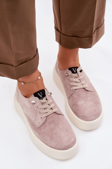 Chaussures en daim pour femmes avec plateforme Vinceza 79605 couleur sable