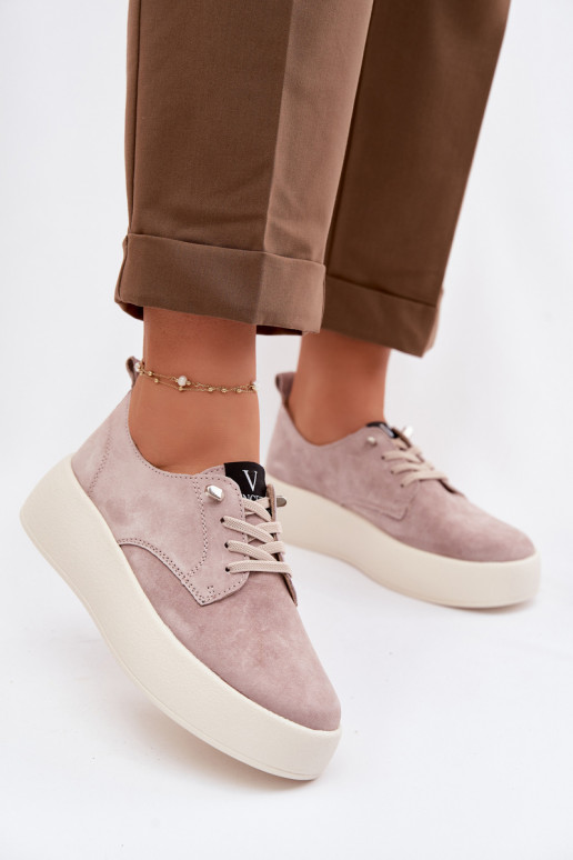 en daim chaussures Féminin avec une plateforme Vinceza 79605 beige