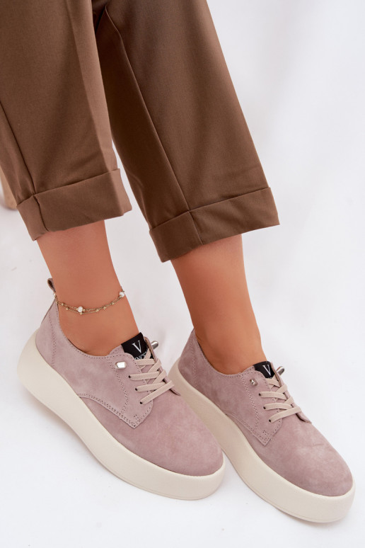 en daim chaussures Féminin avec une plateforme Vinceza 79605 beige