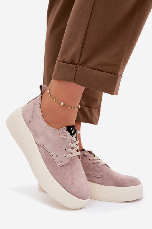 en daim chaussures Féminin avec une plateforme Vinceza 79605 beige