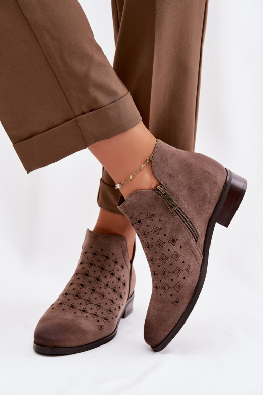 Bottes ajourées Féminin avec des talons larges Vinceza 58626 beige