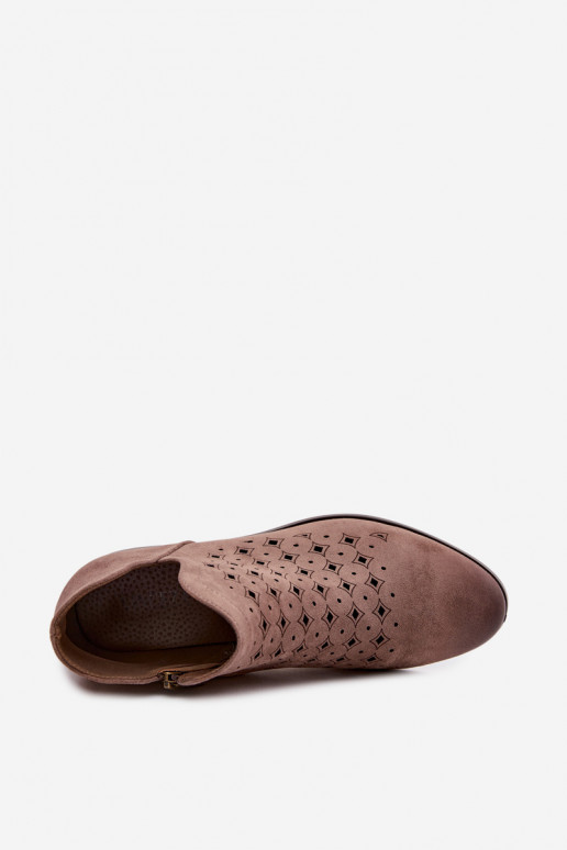 Bottes ajourées Féminin avec des talons larges Vinceza 58626 beige