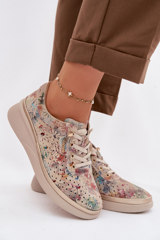 Daim ajouré chaussures Féminin Vinceza 79603 beige