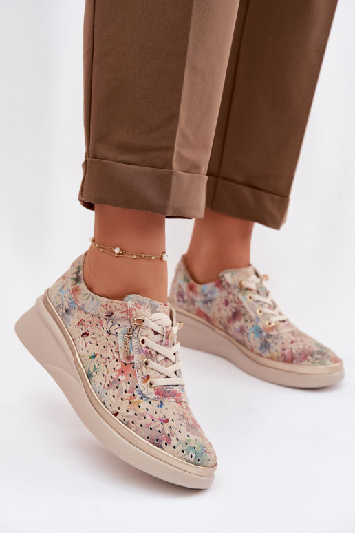 Daim ajouré chaussures Féminin Vinceza 79603 beige