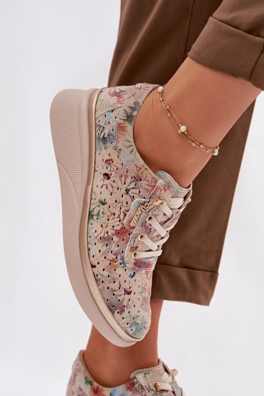 Daim ajouré chaussures Féminin Vinceza 79603 beige