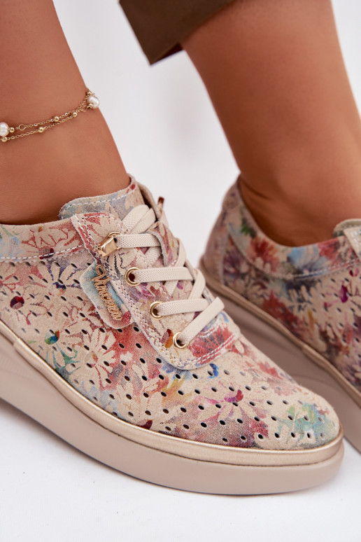 Daim ajouré chaussures Féminin Vinceza 79603 beige