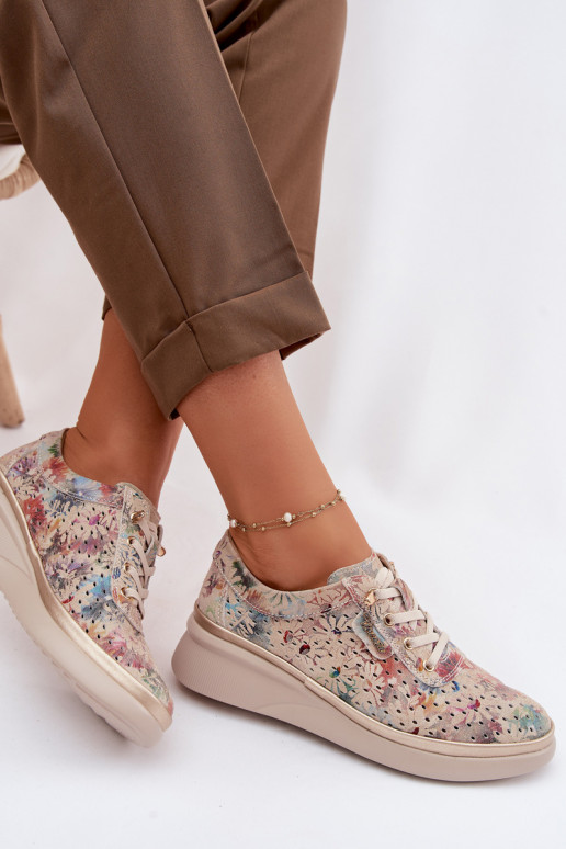 Daim ajouré chaussures Féminin Vinceza 79603 beige