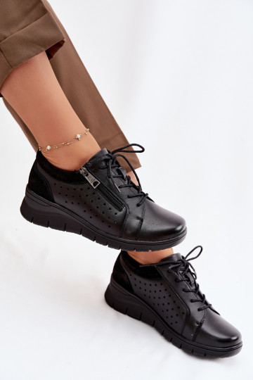 Peau chaussures Féminin avec une plateforme Vinceza 39977 couleur noire