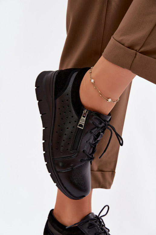 Peau chaussures Féminin avec une plateforme Vinceza 39977 couleur noire