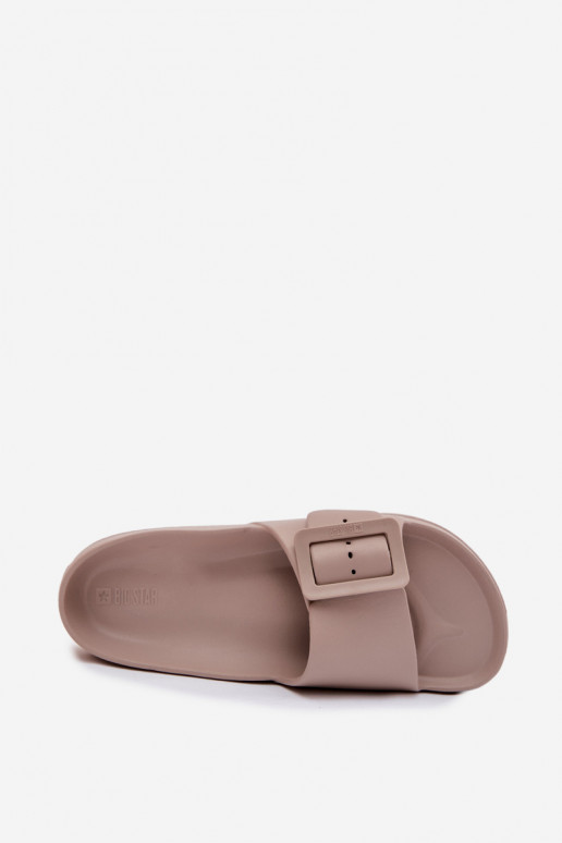 Chaussons femme avec mousse avec une plateforme avec boucles Big Star TT274A079 beige