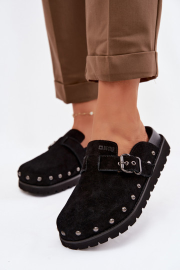 Chaussons en daim avec plateforme, clous et boucles Big Star TT274951 noires