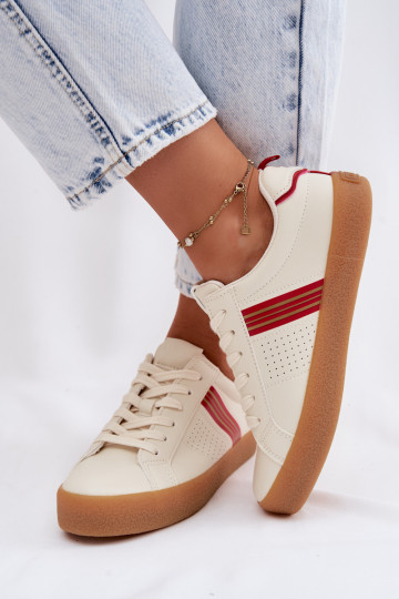 Baskets en simili cuir pour femmes Big Star TT274307 couleur ivoire 2