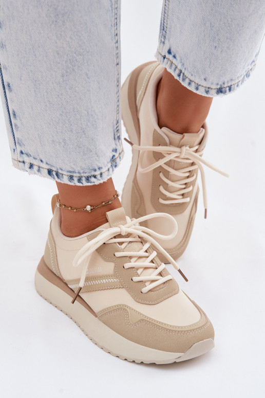 Chaussures modèle baskets Féminin avec une plateforme Big Star TT274278 beige