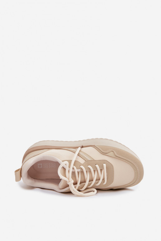 Chaussures modèle baskets Féminin avec une plateforme Big Star TT274278 beige