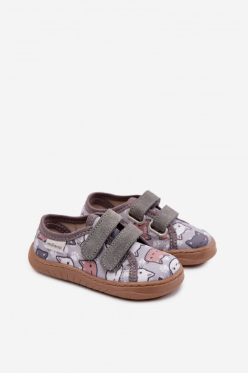 Chaussons pour enfants Milami avec motifs de chat couleur grise Saphira