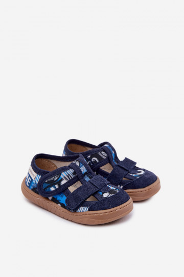 Chaussons pour enfants Milami avec boules couleur bleu foncé Lumi