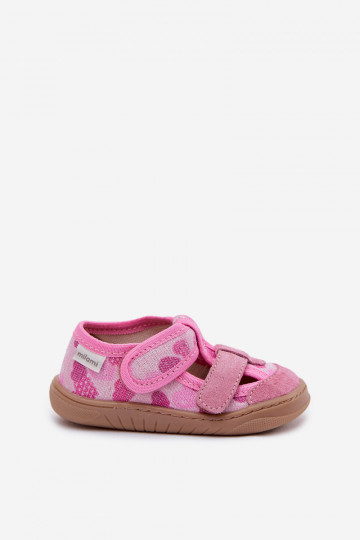Chaussons pour enfants Milami avec paillettes et cœurs couleur rose Lumi