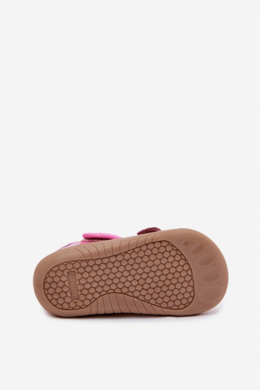 Chaussons Barefoot Puéril Milami avec éclat Dans les coeurs couleur rose Lumi