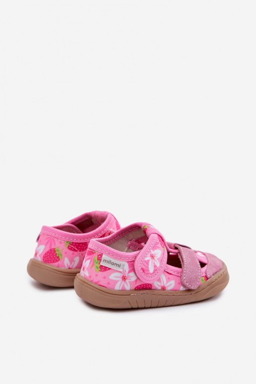Chaussons Barefoot Puéril Milami des fraises couleur rose Lumi
