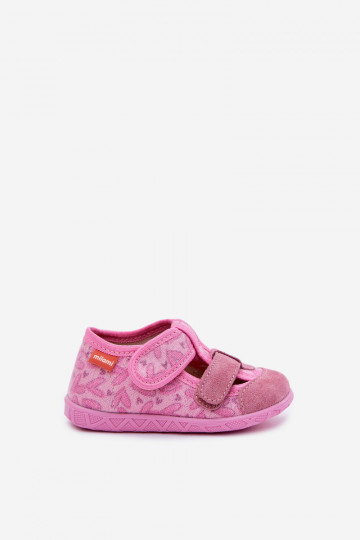 Chaussons Milami pour enfants avec brillance et motif de cœurs avec fermetures autocollantes rose Reathiana 2