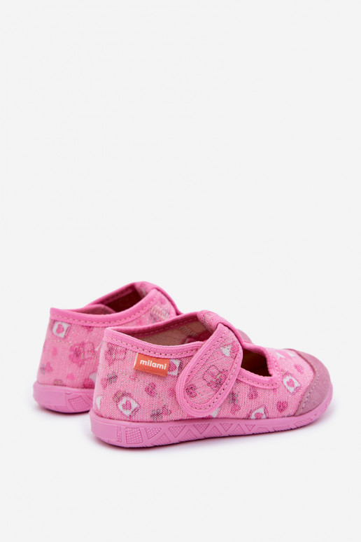 Chaussons Milami Puéril avec attaches adhésives avec éclat couleur rose Jasimrra