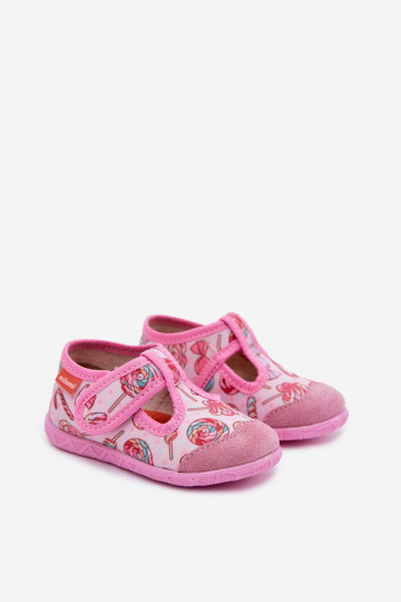 Chaussons Milami pour enfants avec fermetures autocollantes motif de sucettes rose Jasimrra