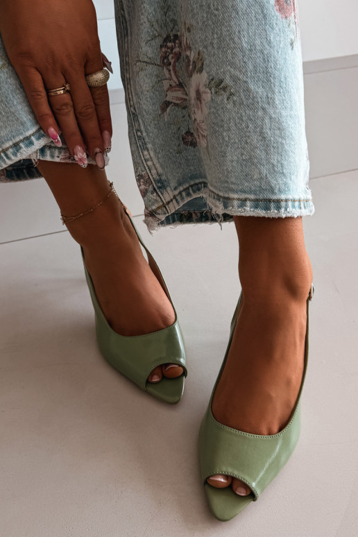 Sandales pour femmes avec des talons fins couleur verte Sevina