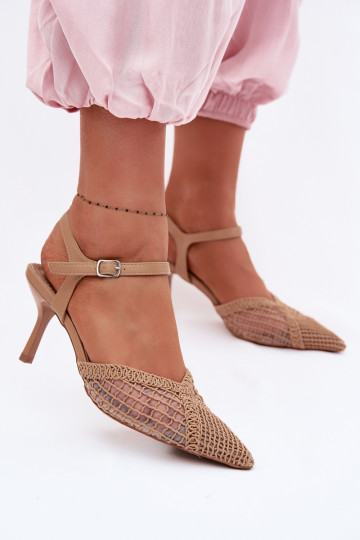 Sandales à motifs avec réseau sur talons fins marron Idira 2