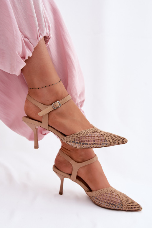 sandales à motifs avec maille avec des talons fins marron Idira