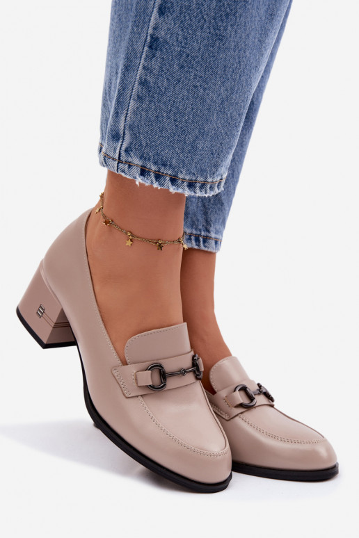 Peau chaussures Féminin avec des talons Vinceza 18116 beige