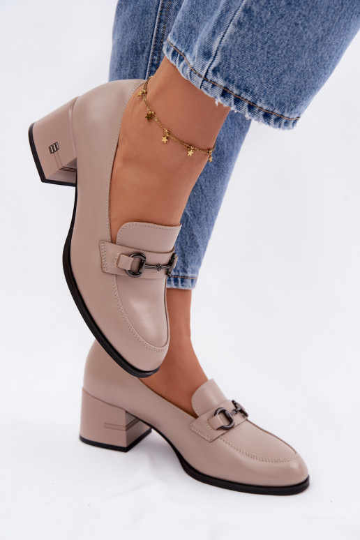 Peau chaussures Féminin avec des talons Vinceza 18116 beige